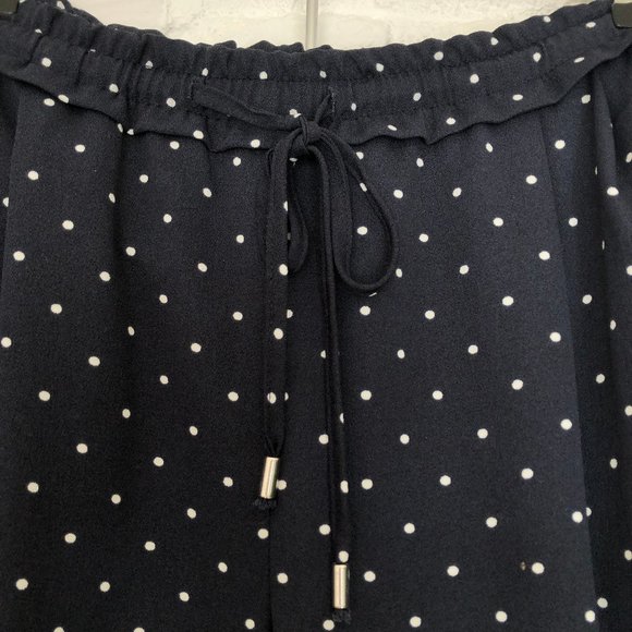 Zara Basic Polka Dot Navy Trousers - Sz M - Picture 4 of 6